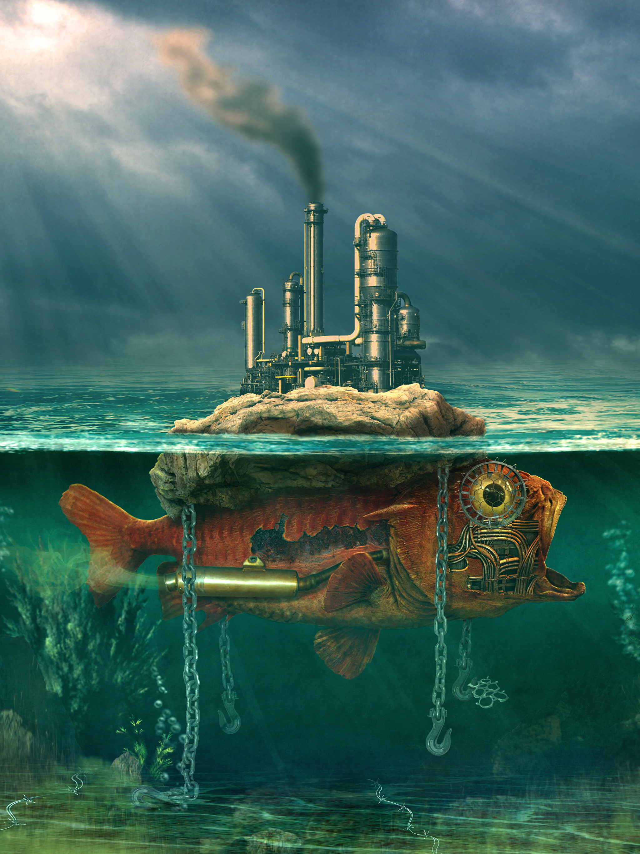 Подводный мир корабль