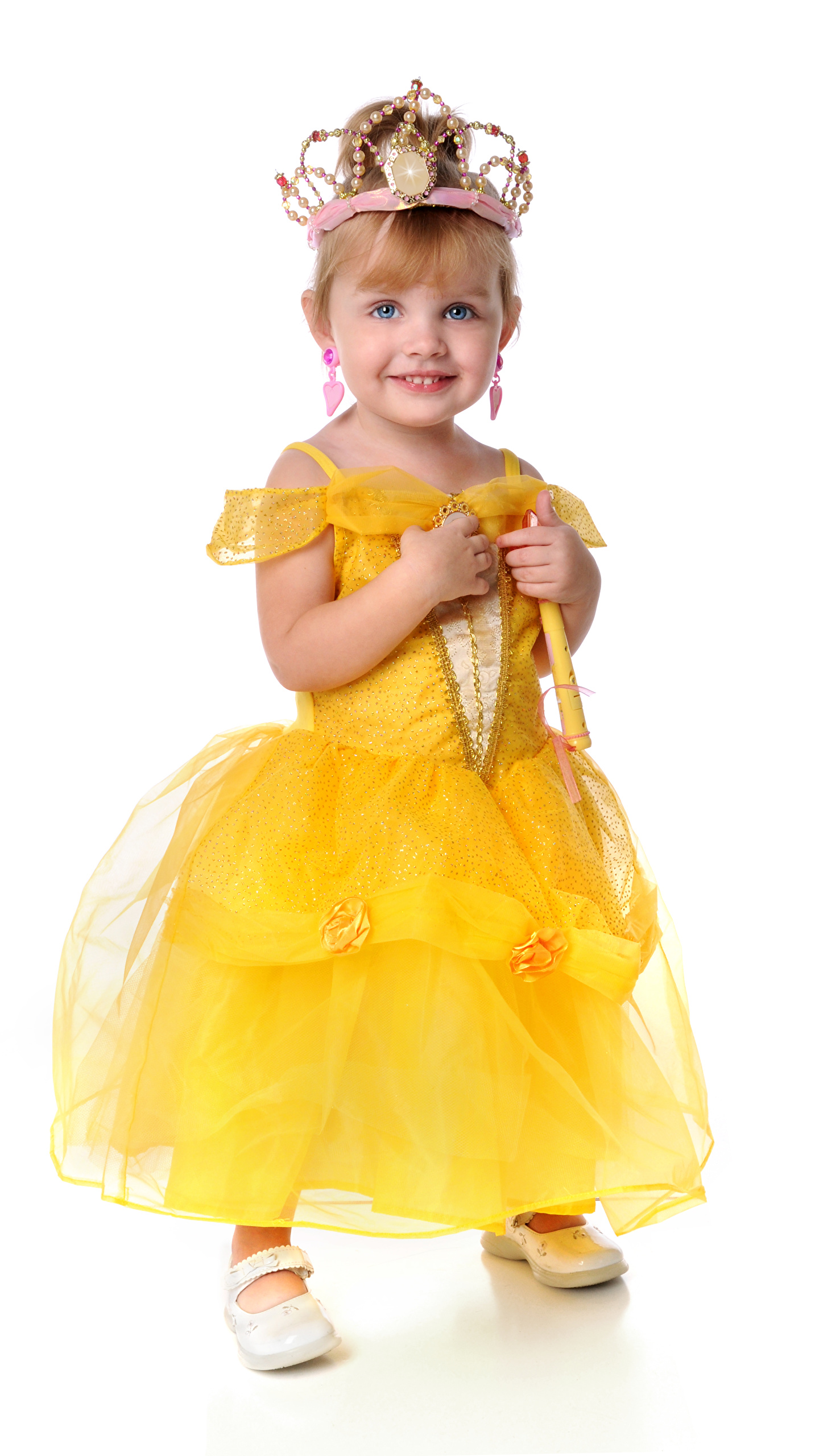 Желтое пышное платье для девочки