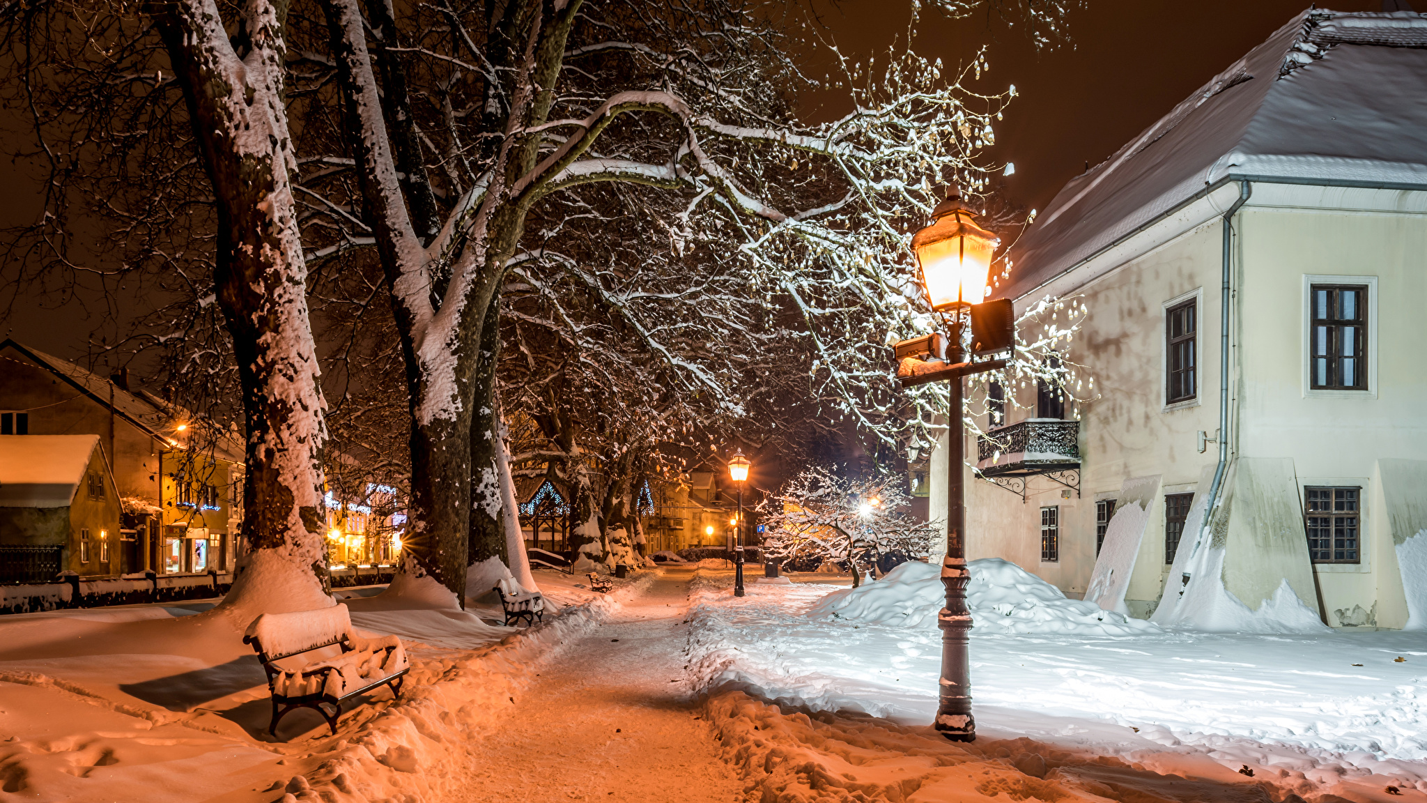 зимний ночной город картинки