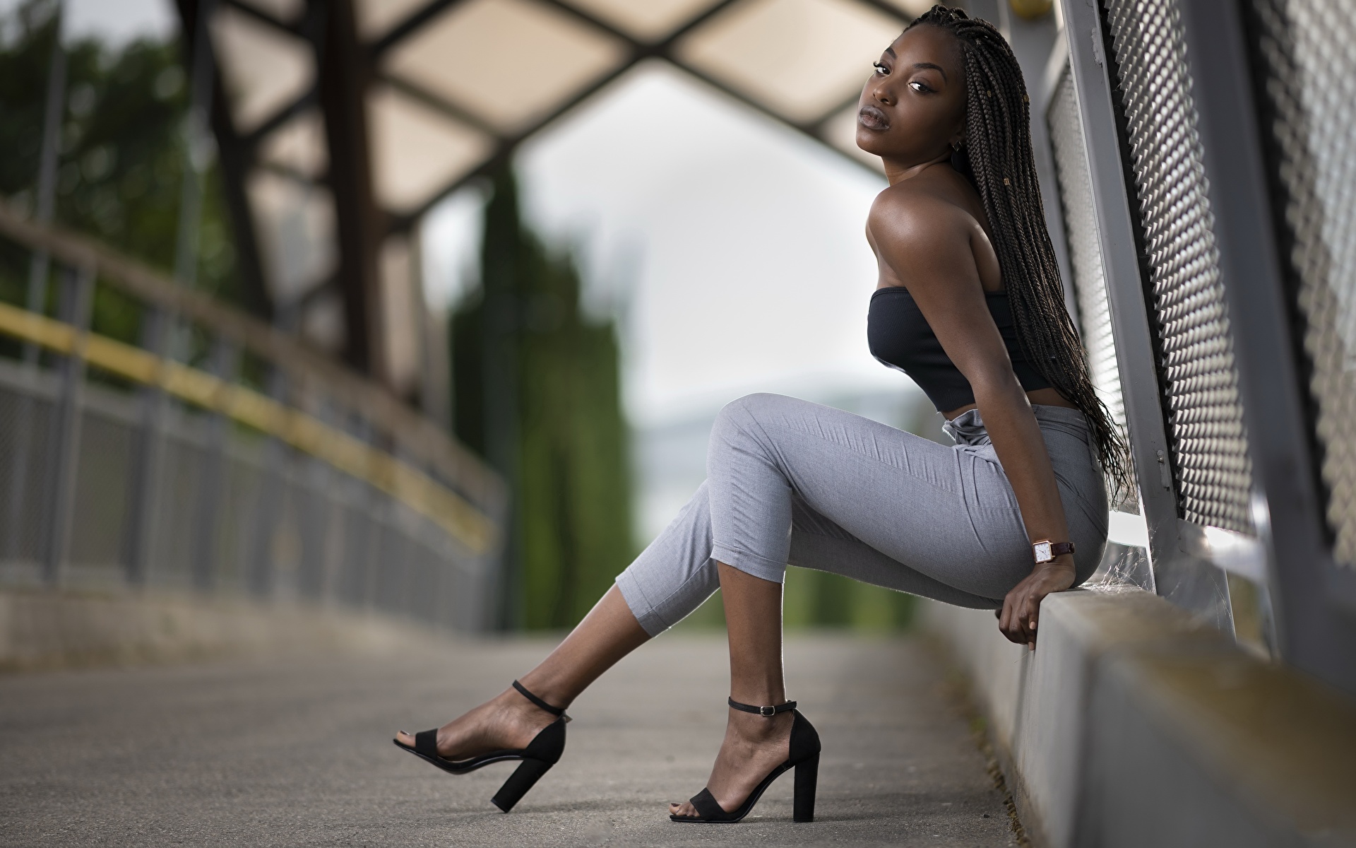 Black girl high heels