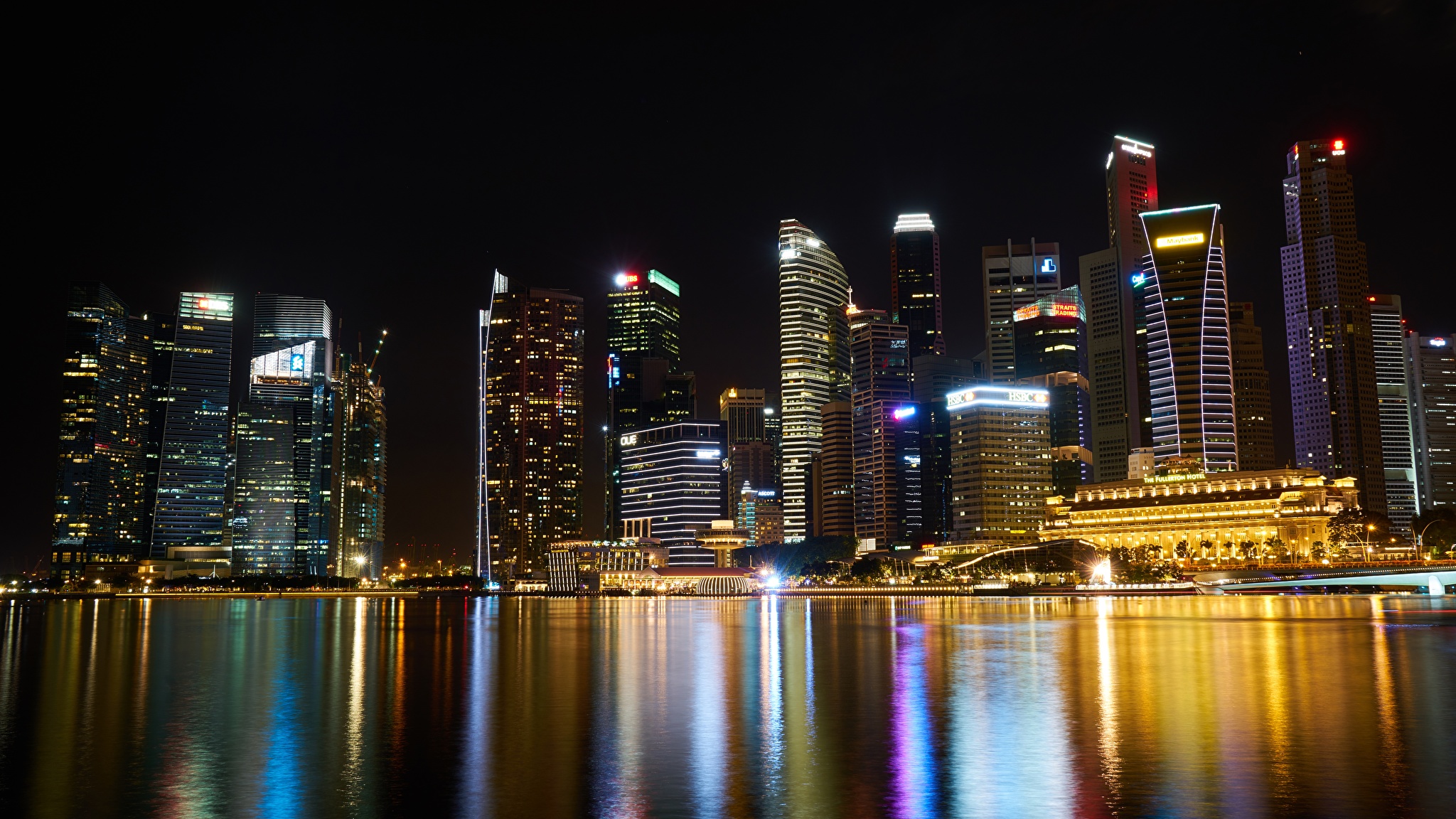 Мегаполис Сингапур ночью