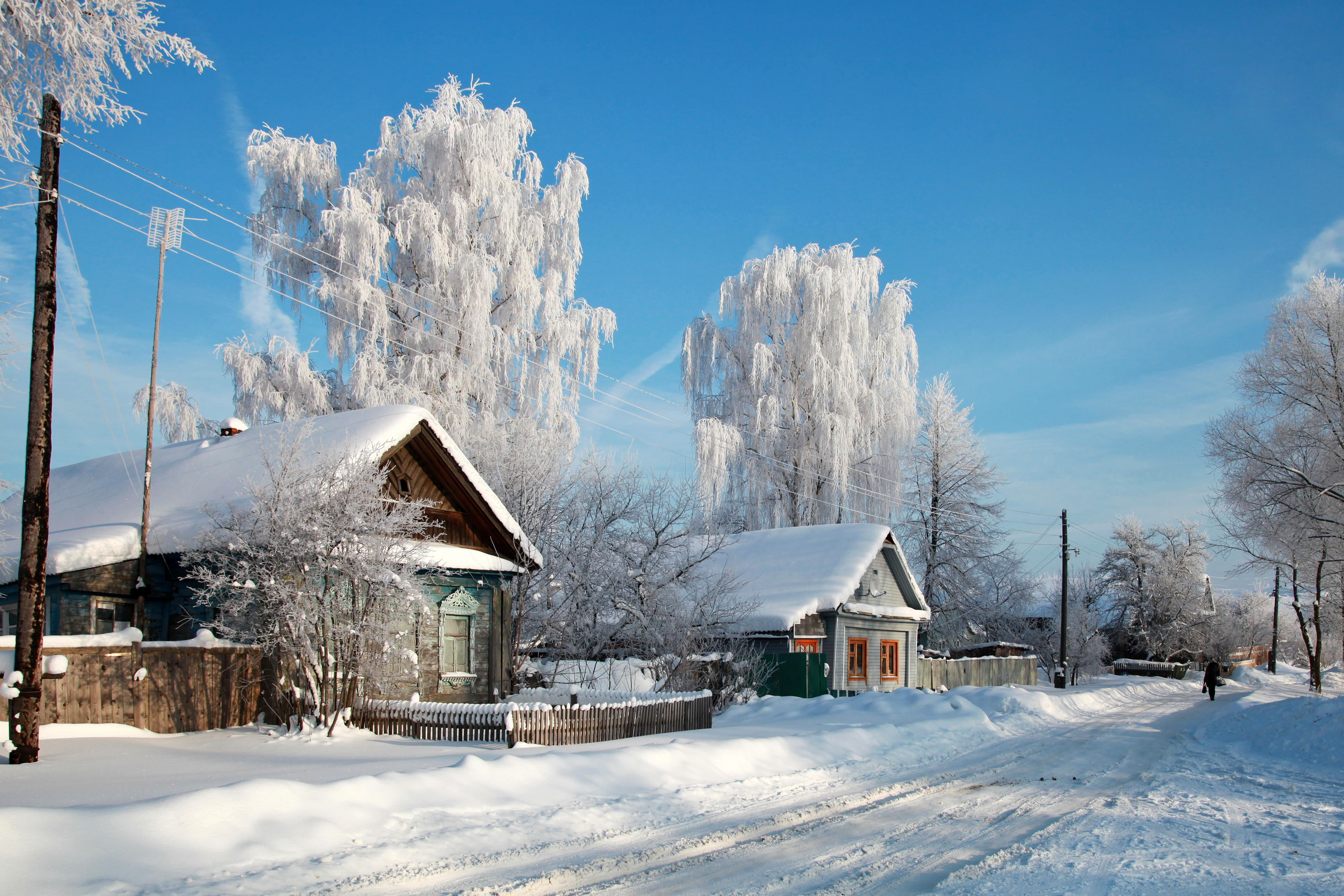  деревня зимой

