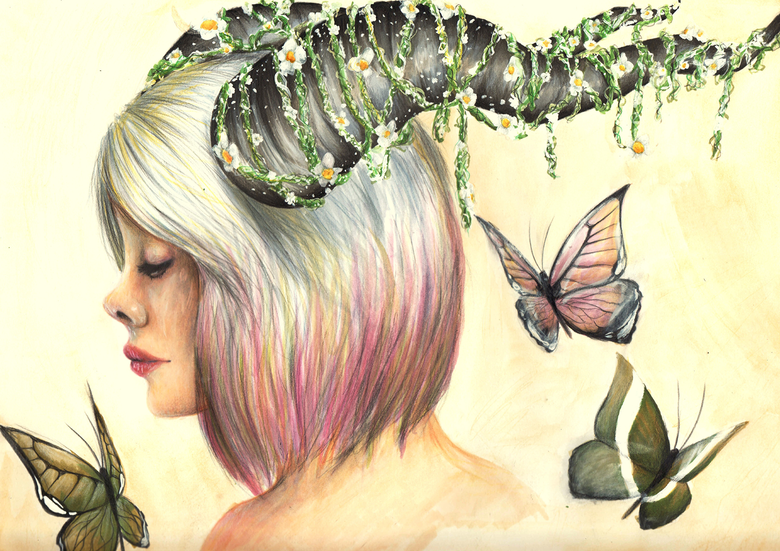 Девушка с бабочками картинки