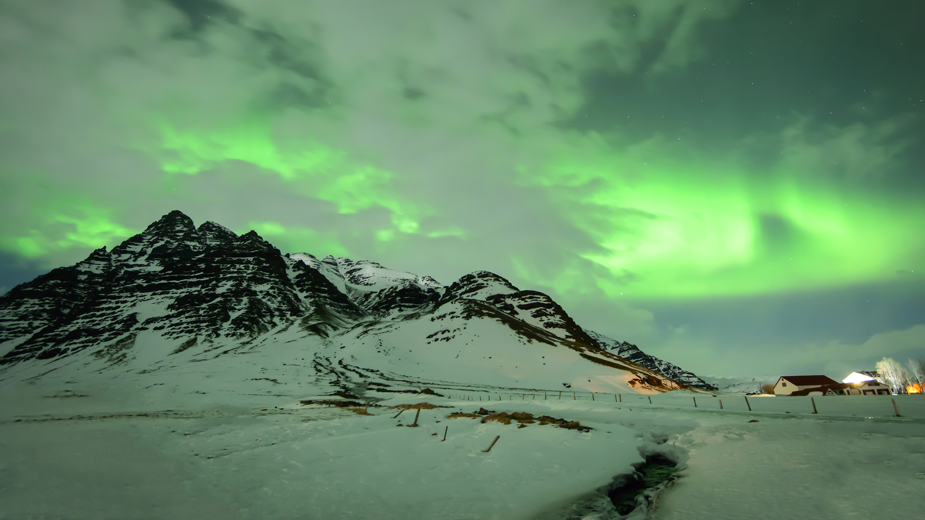 природа дом небо облака Исландия ночь бесплатно