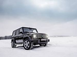 Обои Mercedes-Benz G-класс Зима Черных Снегу W463 Автомобили