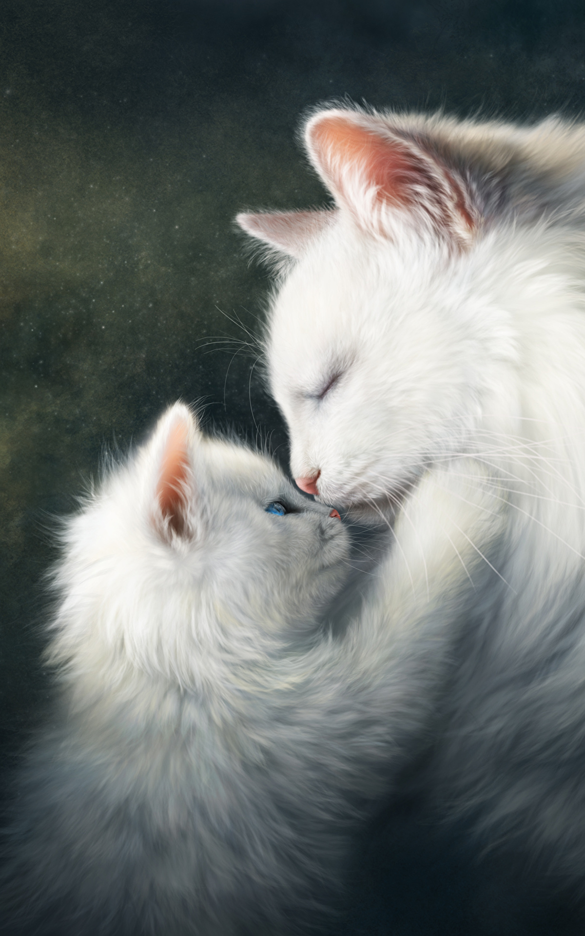 Про маму кошку. Нежные котята. Кошка с котятами. Нежная кошка. Белая кошка с котятами.