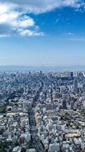 Фотографии Небо Дома Япония Мегаполис Сверху Osaka