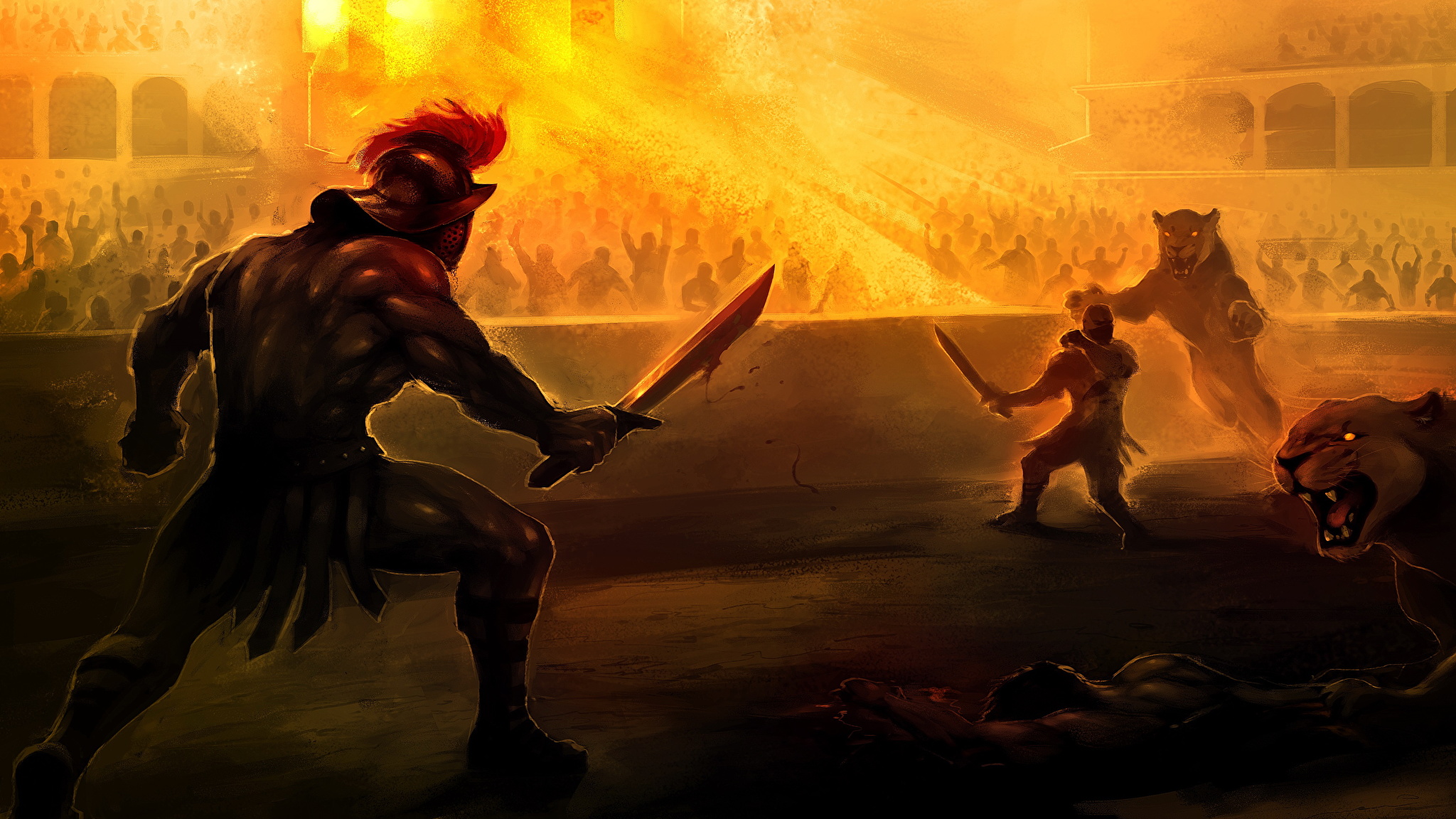 Warriors_Lions_Battles_Gladiator_Swords_