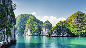 Картинки Вьетнам Море Скала Бухта Halong Bay Природа