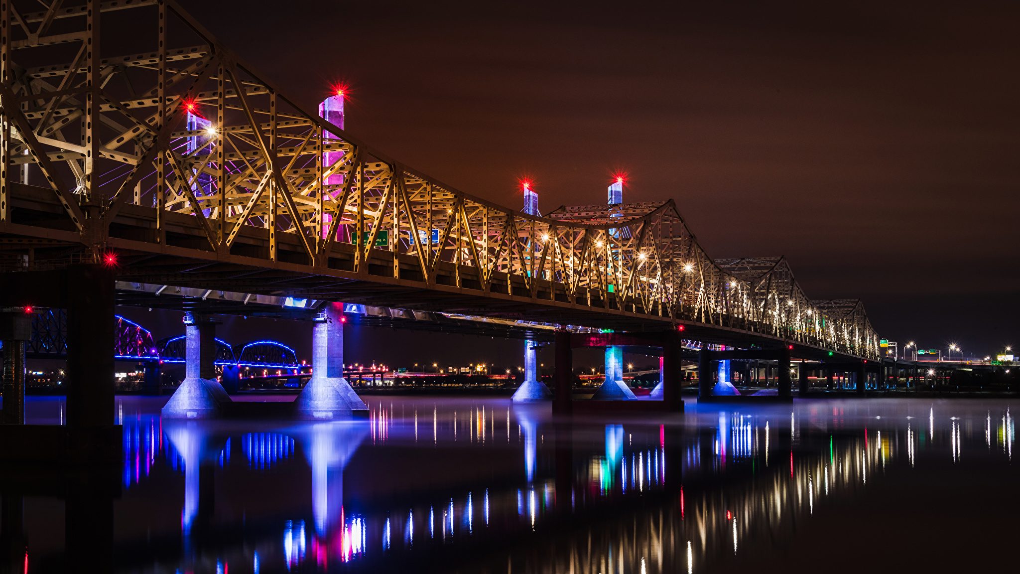 Нефтеюганск мост ночью