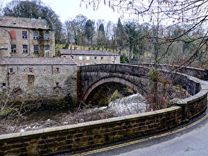 Фотография Англия Здания Река Мосты Aysgarth Города