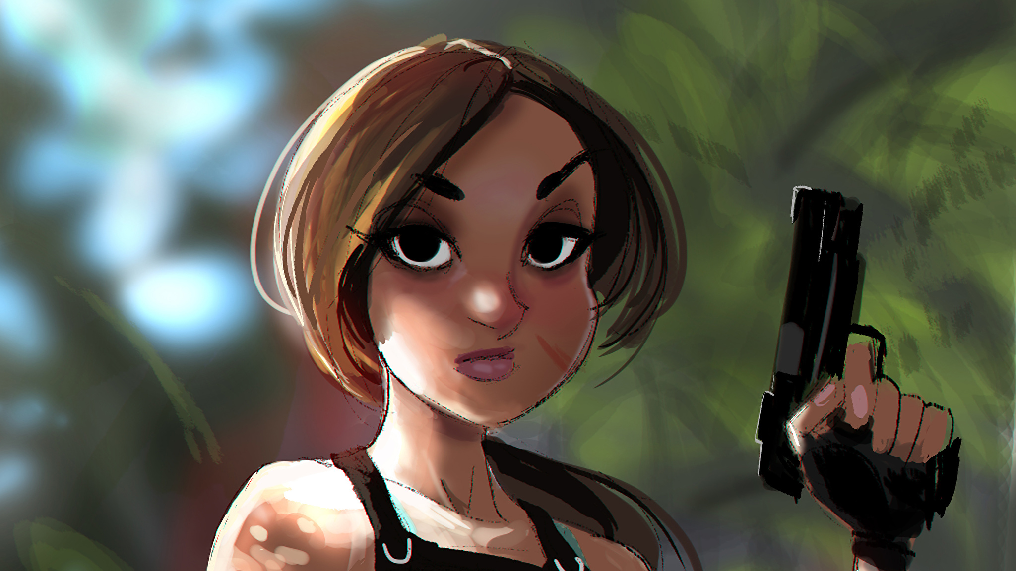 Пистолеты Tomb Raider Лара Крофт Игры Девушки фото 2048x1152 девушка, молод...