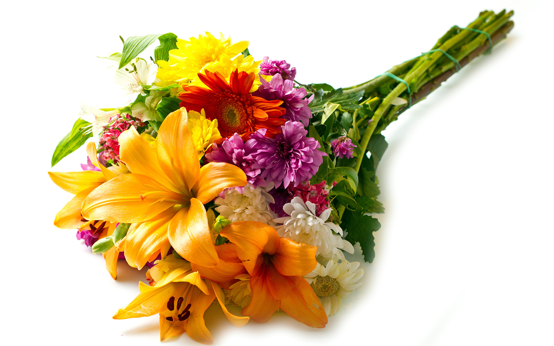 Шикарный букет цветов на белом фоне фото