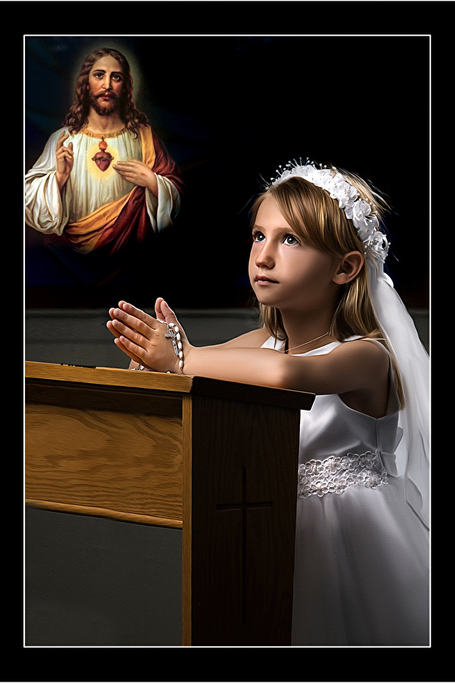 Картинки девочка Дети Религия 640x960 для мобильного телефона Девочки ребёнок
