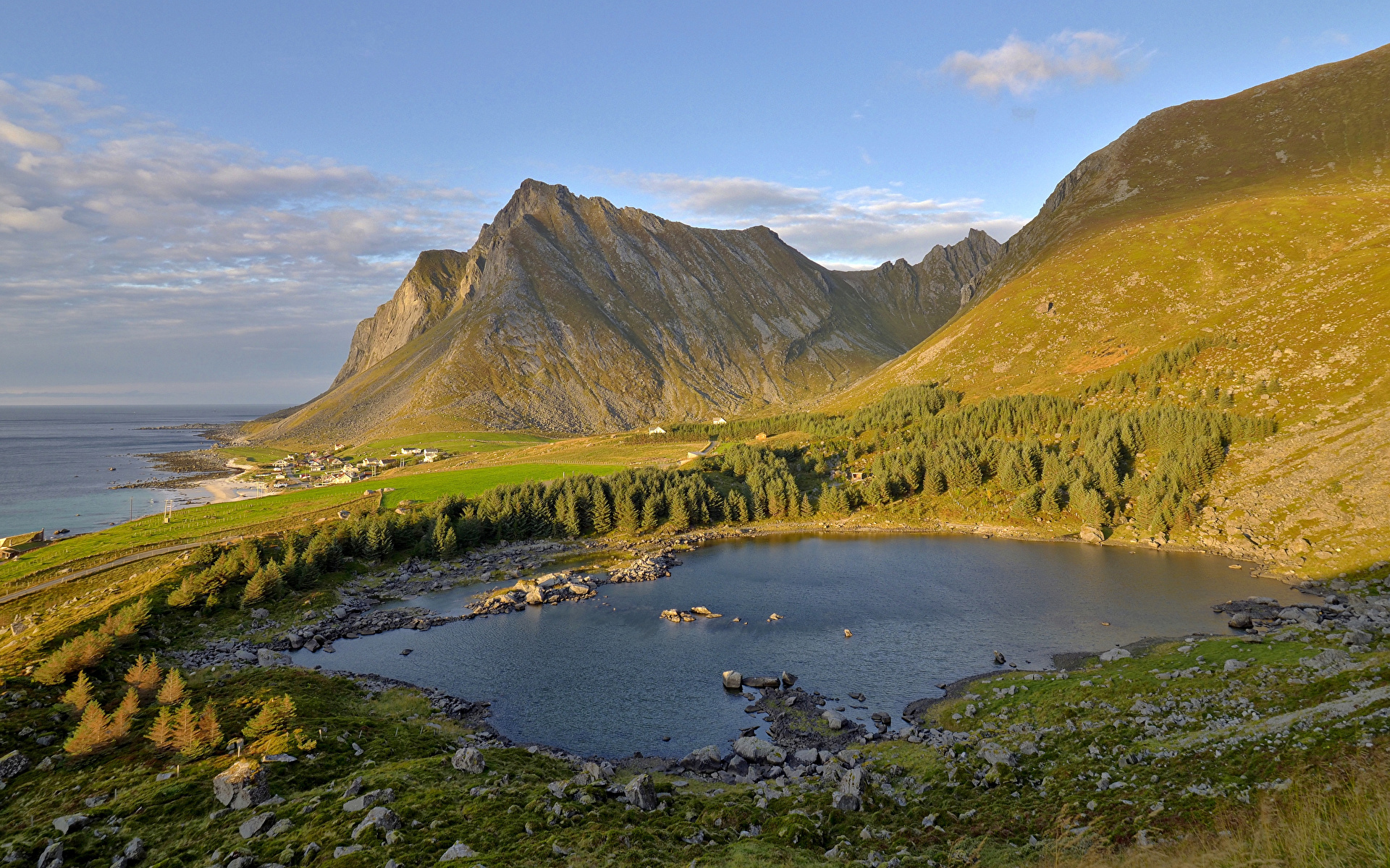 Картинка Лофотенские острова Норвегия гора Природа 1920x1200 Горы