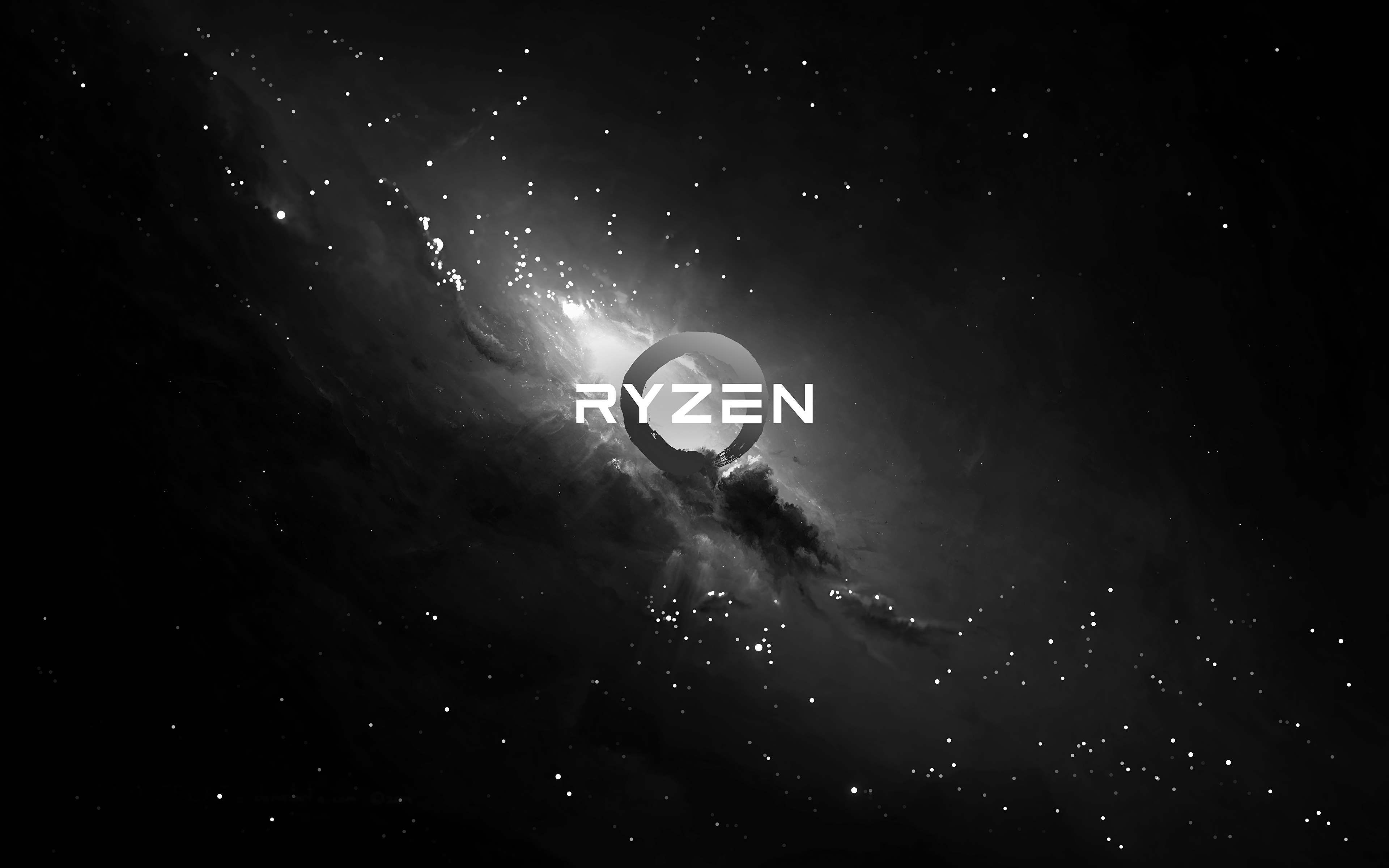 Фотографии AMD Логотип эмблема Ryzen Черно белое Компьютеры 3840x2400 черно белые