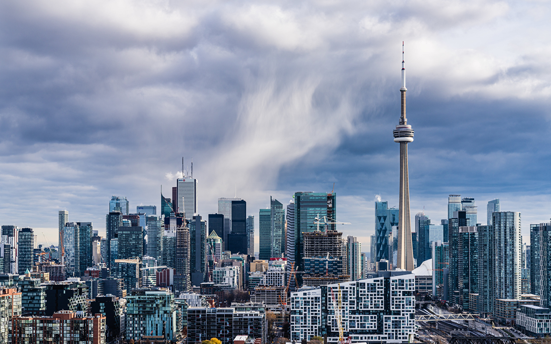 Картинка Торонто Канада Башня Здания Города 1920x1200 башни Дома город