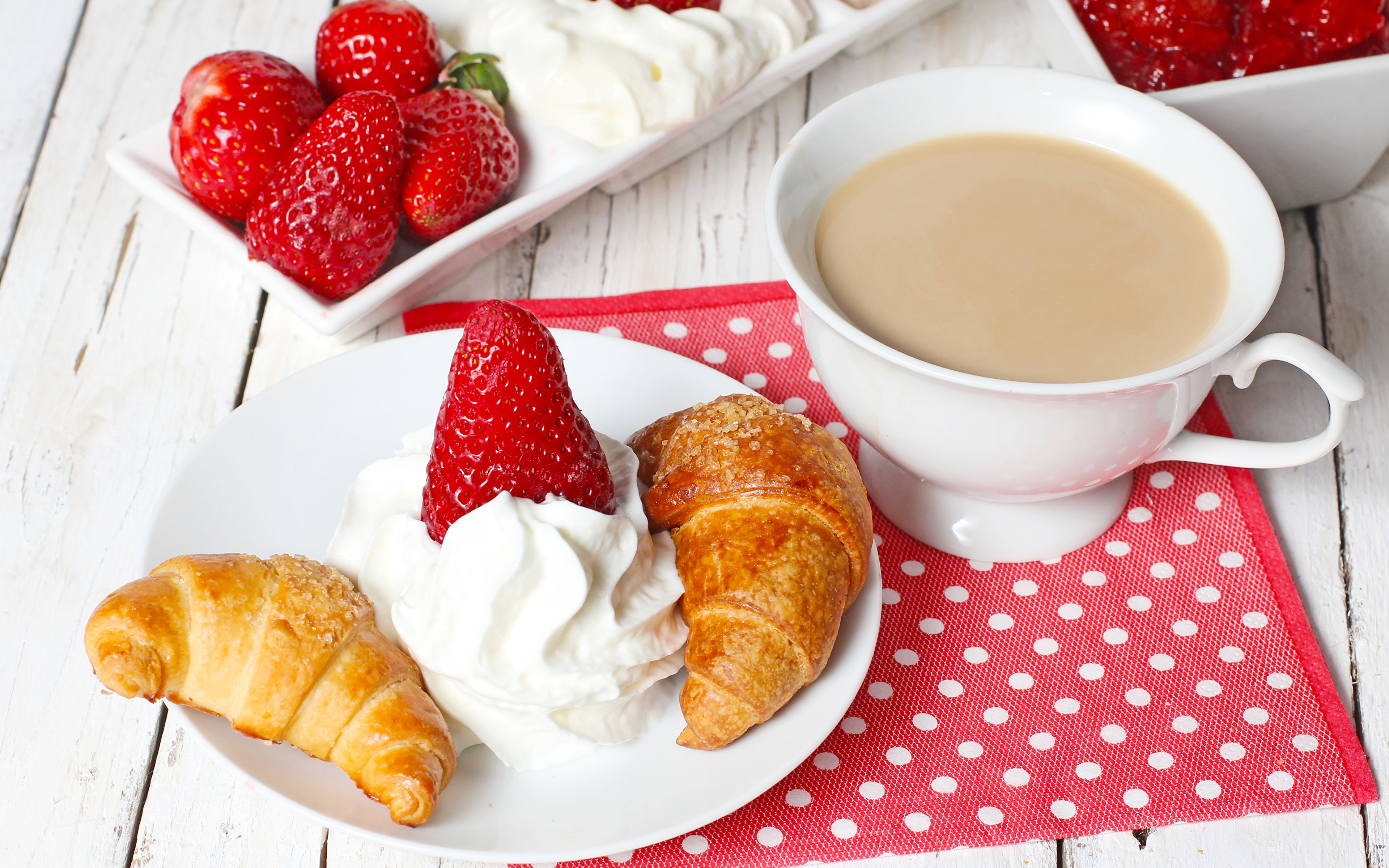 еда круасаны кофе клубника food croissants coffee strawberry бесплатно