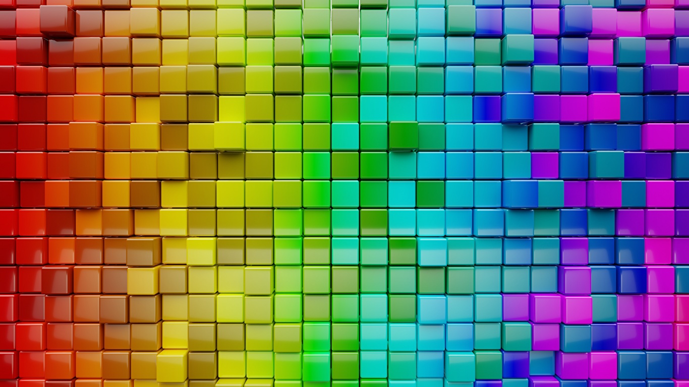 Фото Текстура кубики Разноцветные 3D Графика 1366x768 куб Кубик 3д