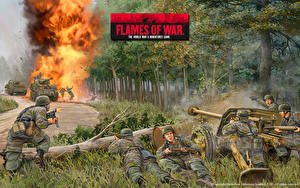 Фотографии Flames of War Пушки Солдат Игры