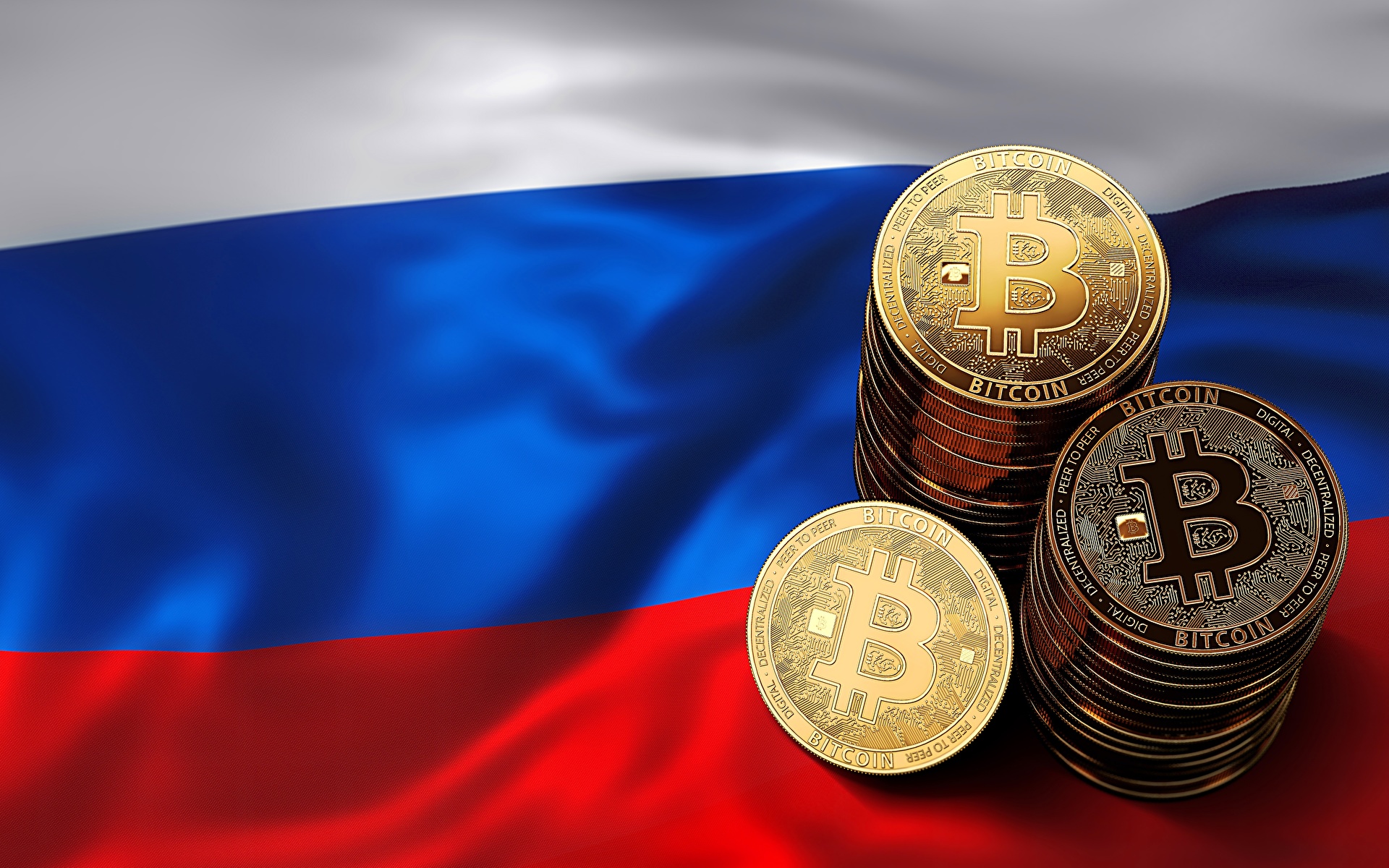 Обои для рабочего стола Биткоин Россия Флаг 1920x1200 Bitcoin флага