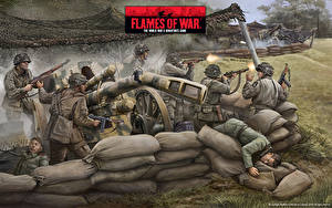 Картинка Flames of War Пушки Солдаты