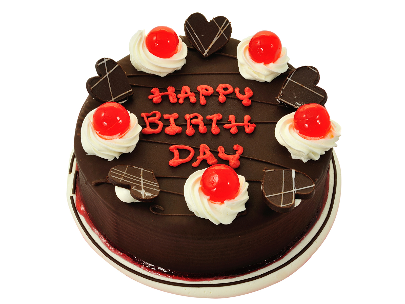 Картинка День рождения английская серце Шоколад Торты Пища белым фоном дизайна 1600x1200 Английский инглийские Сердце сердца сердечко Еда Продукты питания Белый фон белом фоне Дизайн