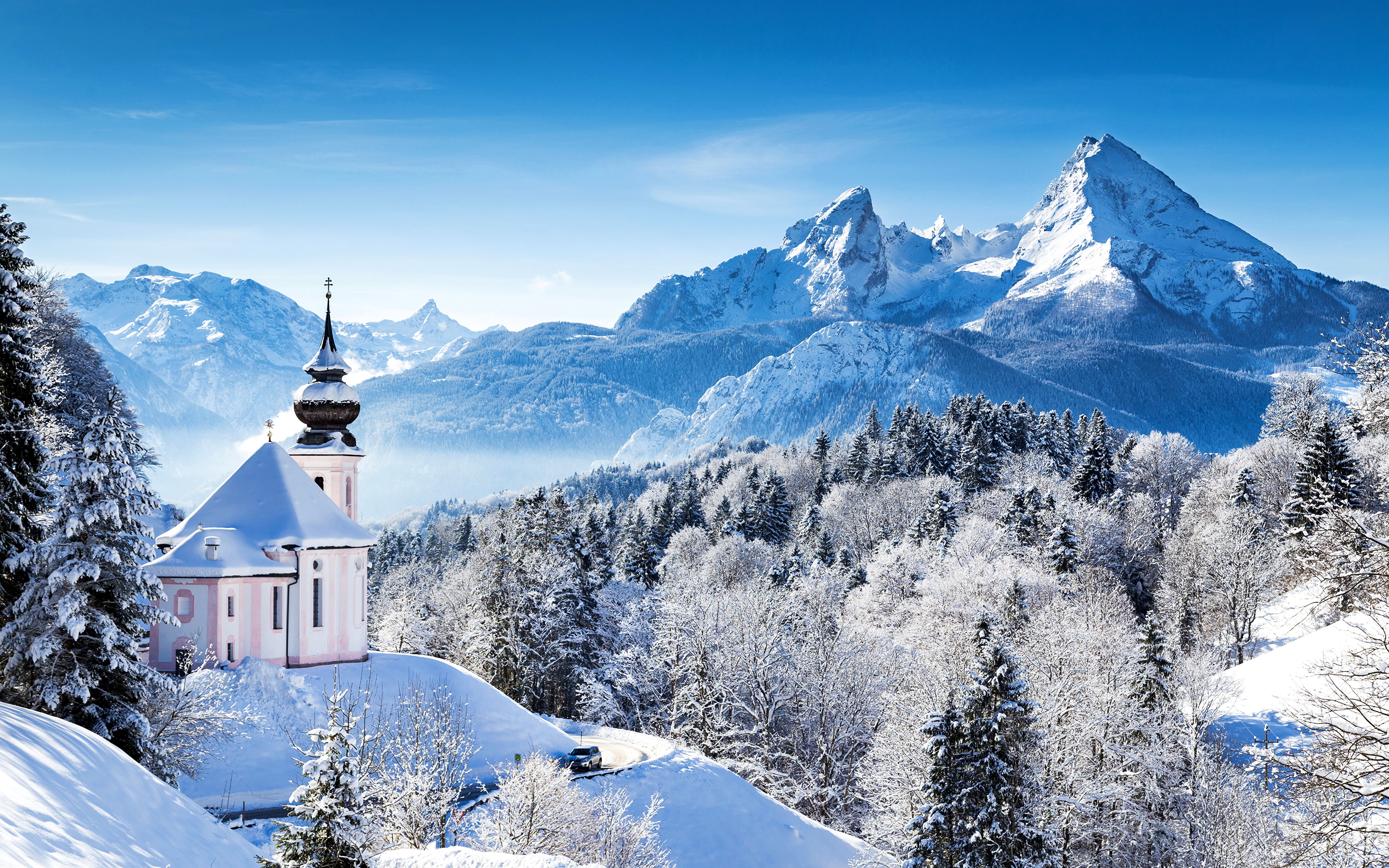 зима снег церковь горы без смс