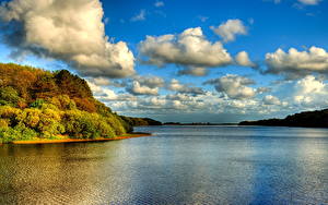 Фотография Озеро Небо Англия Облака Rivington водохранилище Природа