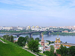 Фотографии Россия Мост Небо Нижний Новгород Города