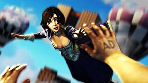 Картинки BioShock BioShock Infinite Рука Elizabeth Игры Девушки