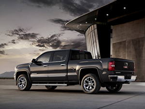 Обои Дженерал моторс Черная Сбоку 2014 Sierra SLT Cre Cab Автомобили