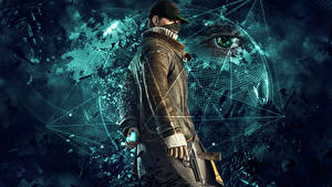 Картинки Watch Dogs Мужчина Пистолет Глаза компьютерная игра