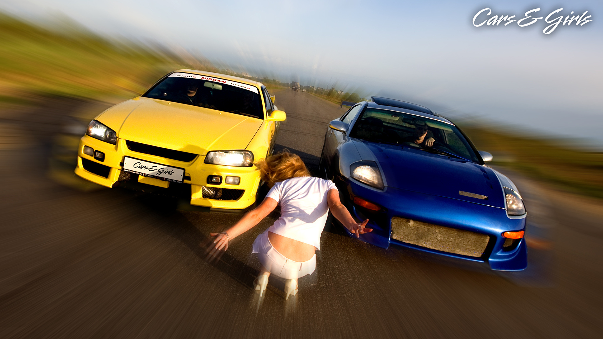 желтый автомобиль девушка скачать