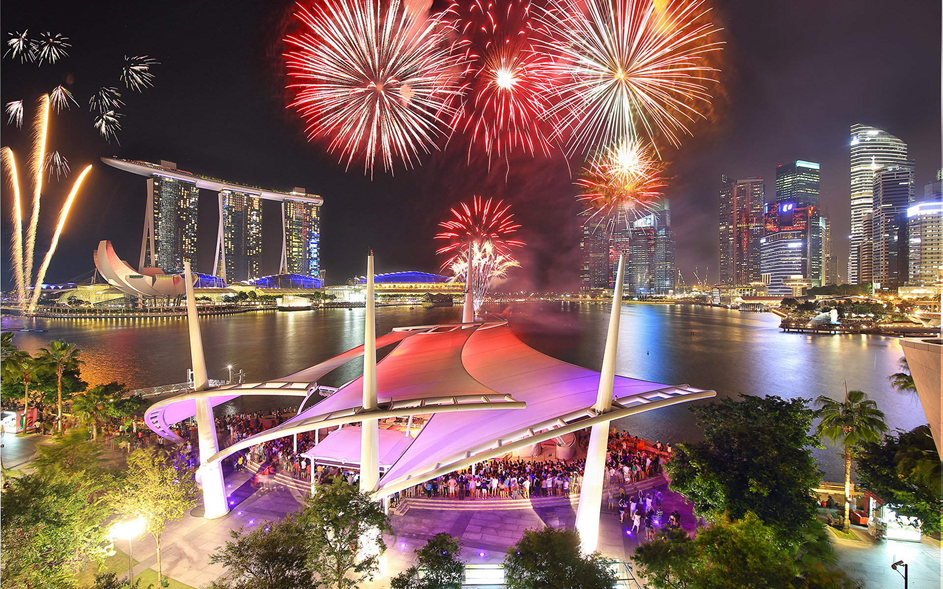 город страны архитектура салют Сингапур скачать