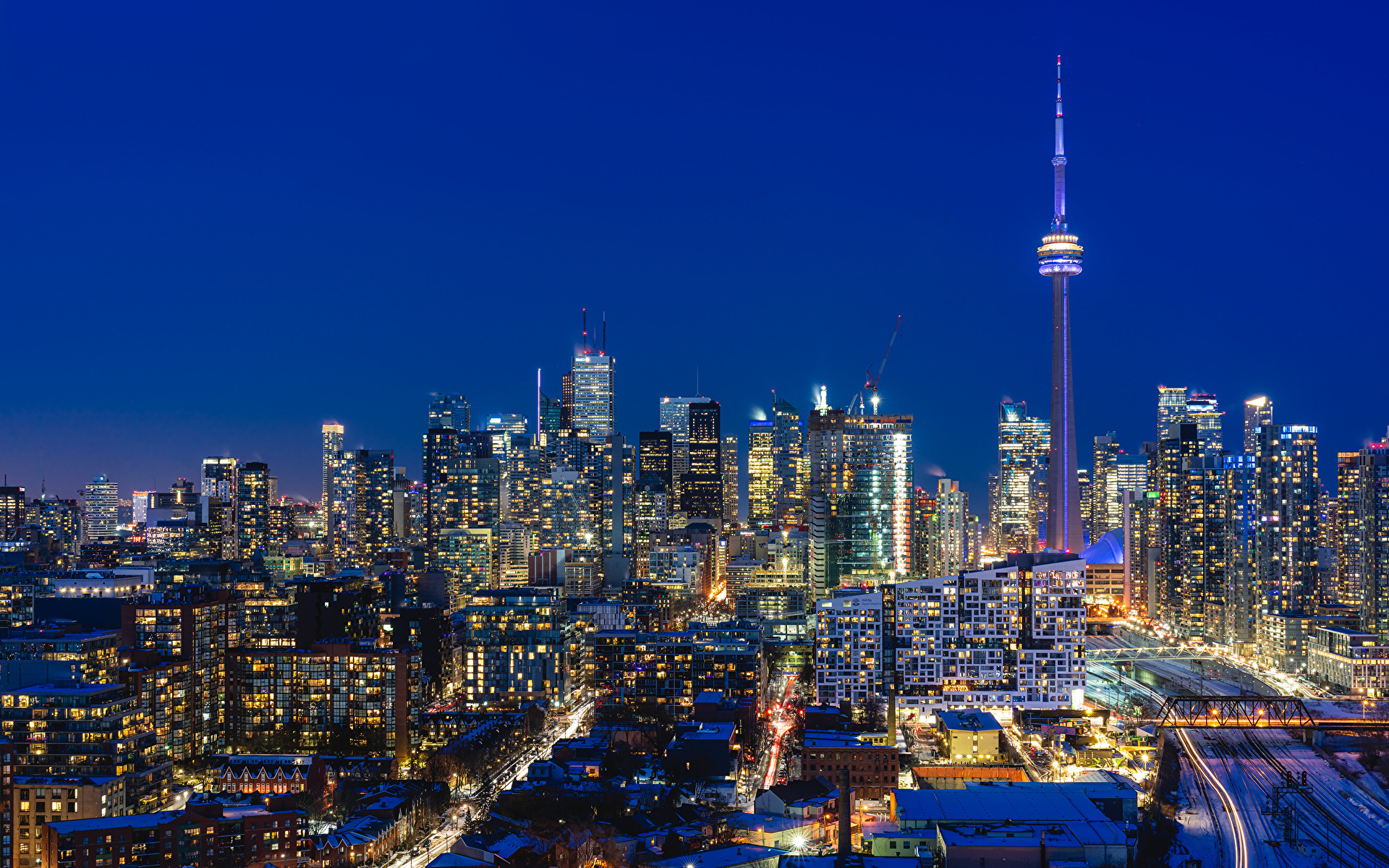 Картинки Торонто Канада Башня город Здания 1920x1200 башни Дома Города