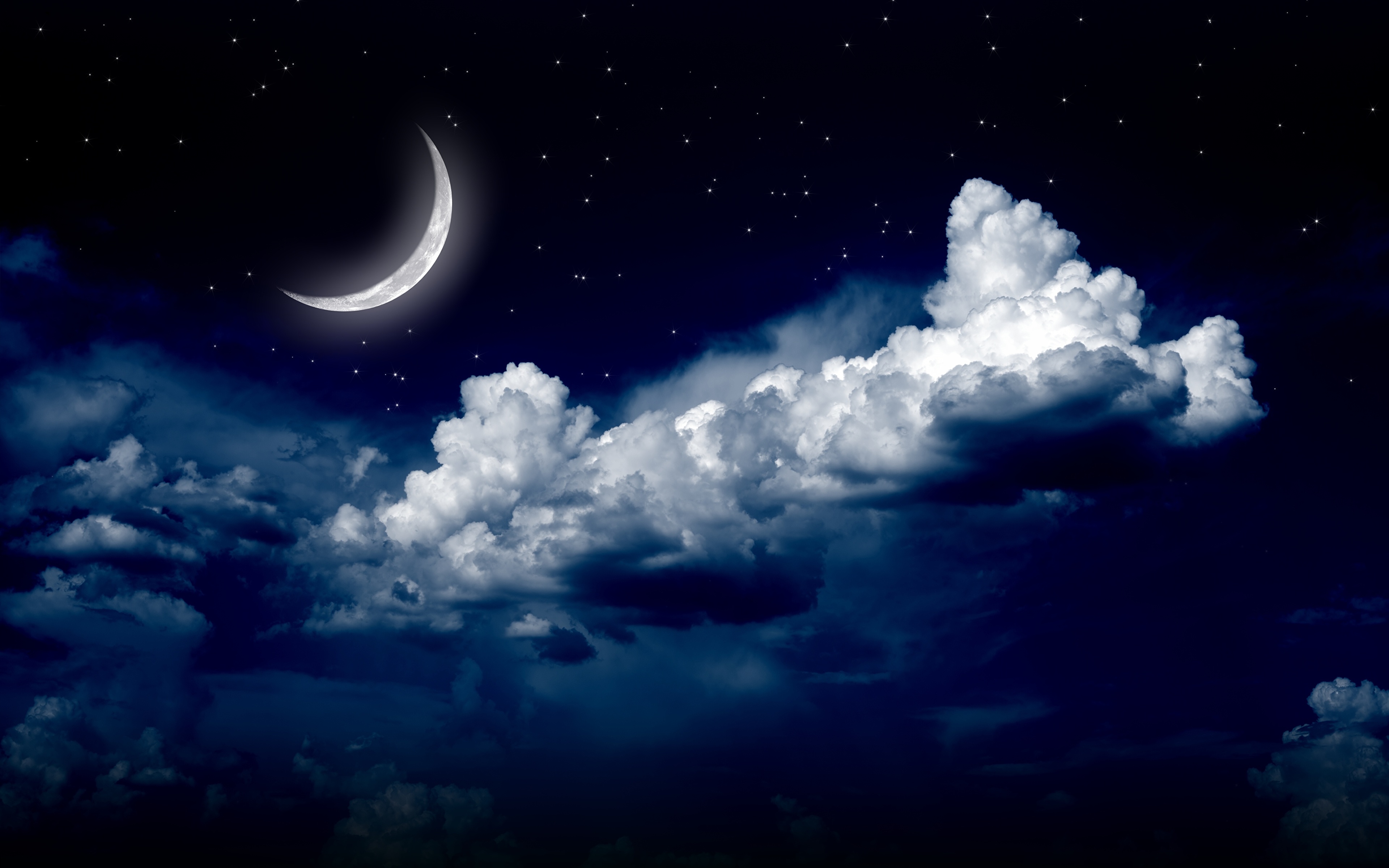 Фото Природа Небо Луна Ночь Облака 3840x2400