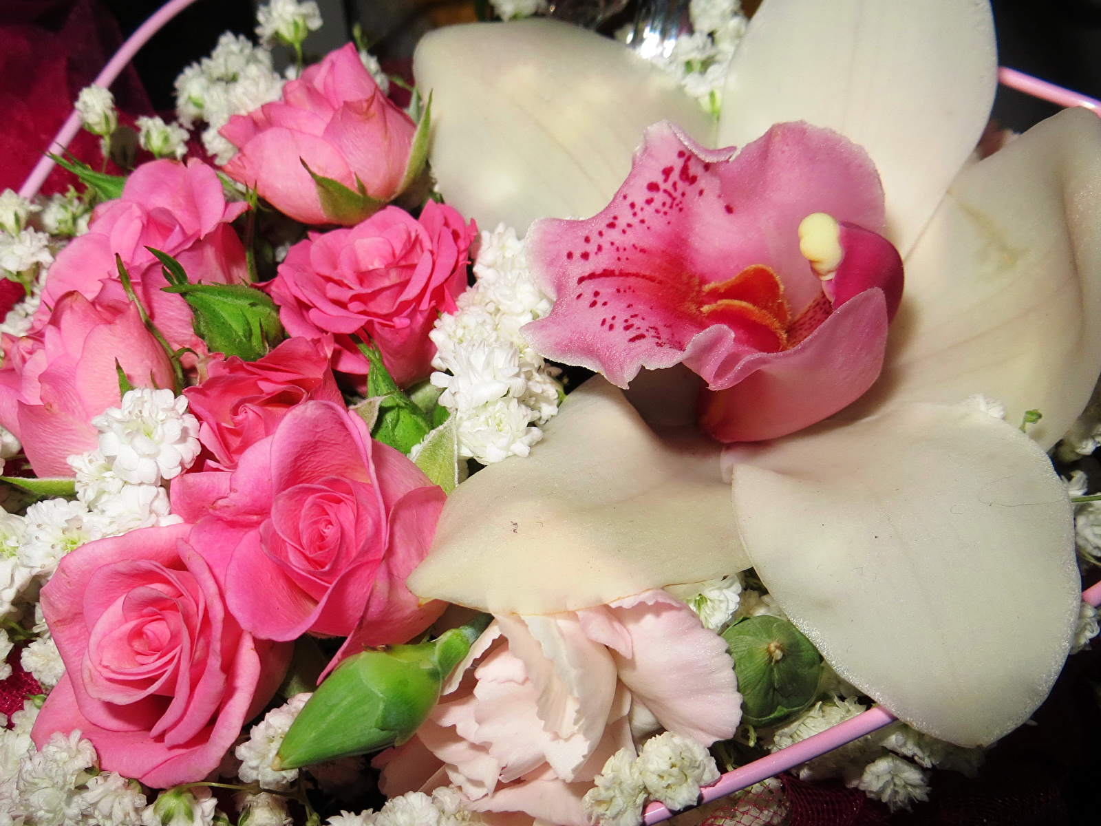 Фотографии Букеты роза орхидея Цветы 1600x1200 букет Розы Орхидеи цветок