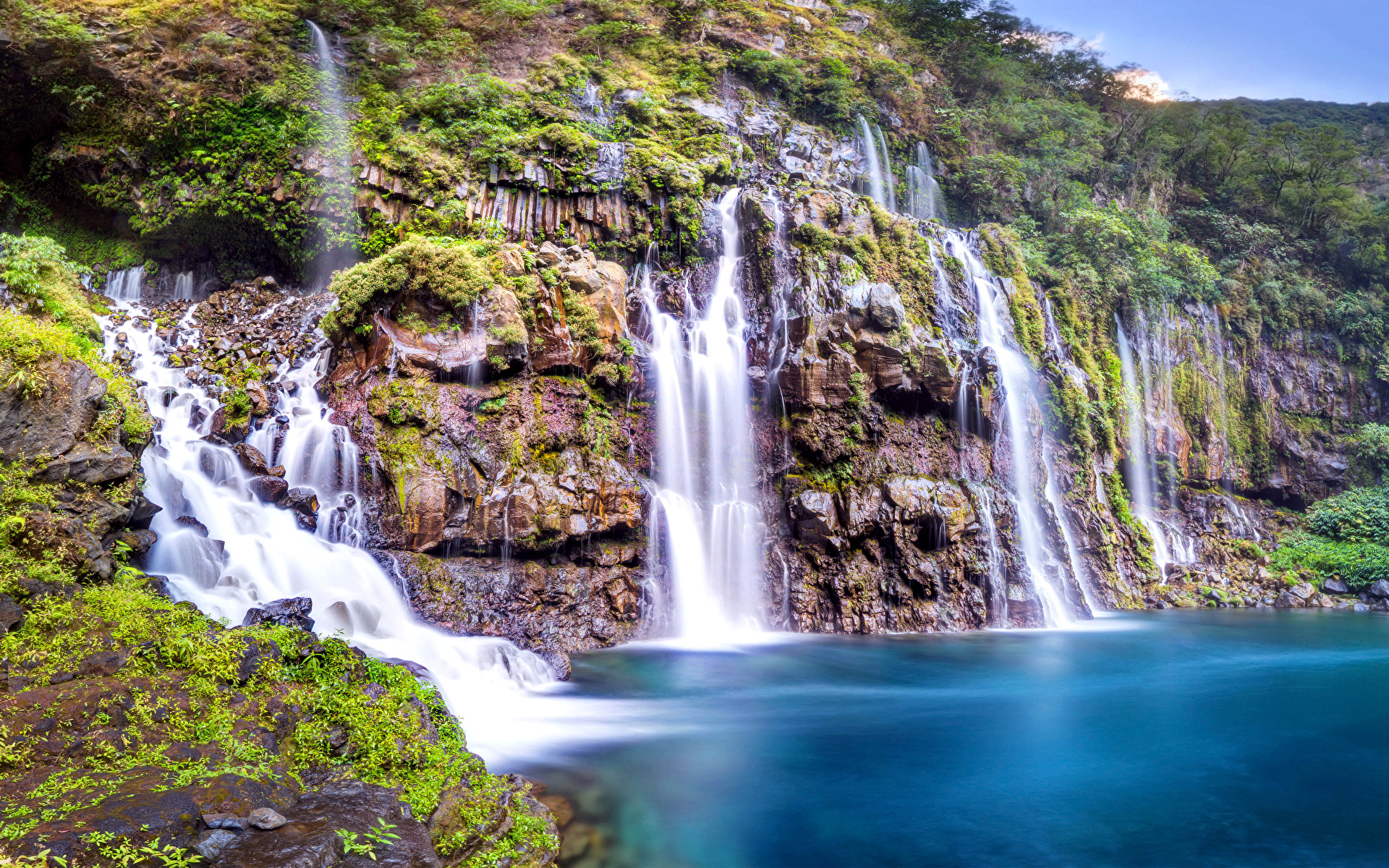 природа водопад скалы nature waterfall rock скачать