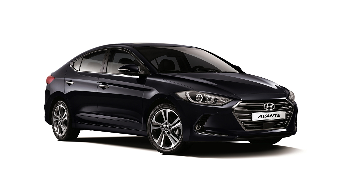 Фото Hyundai Elantra Avante черные машины белом фоне 1366x768