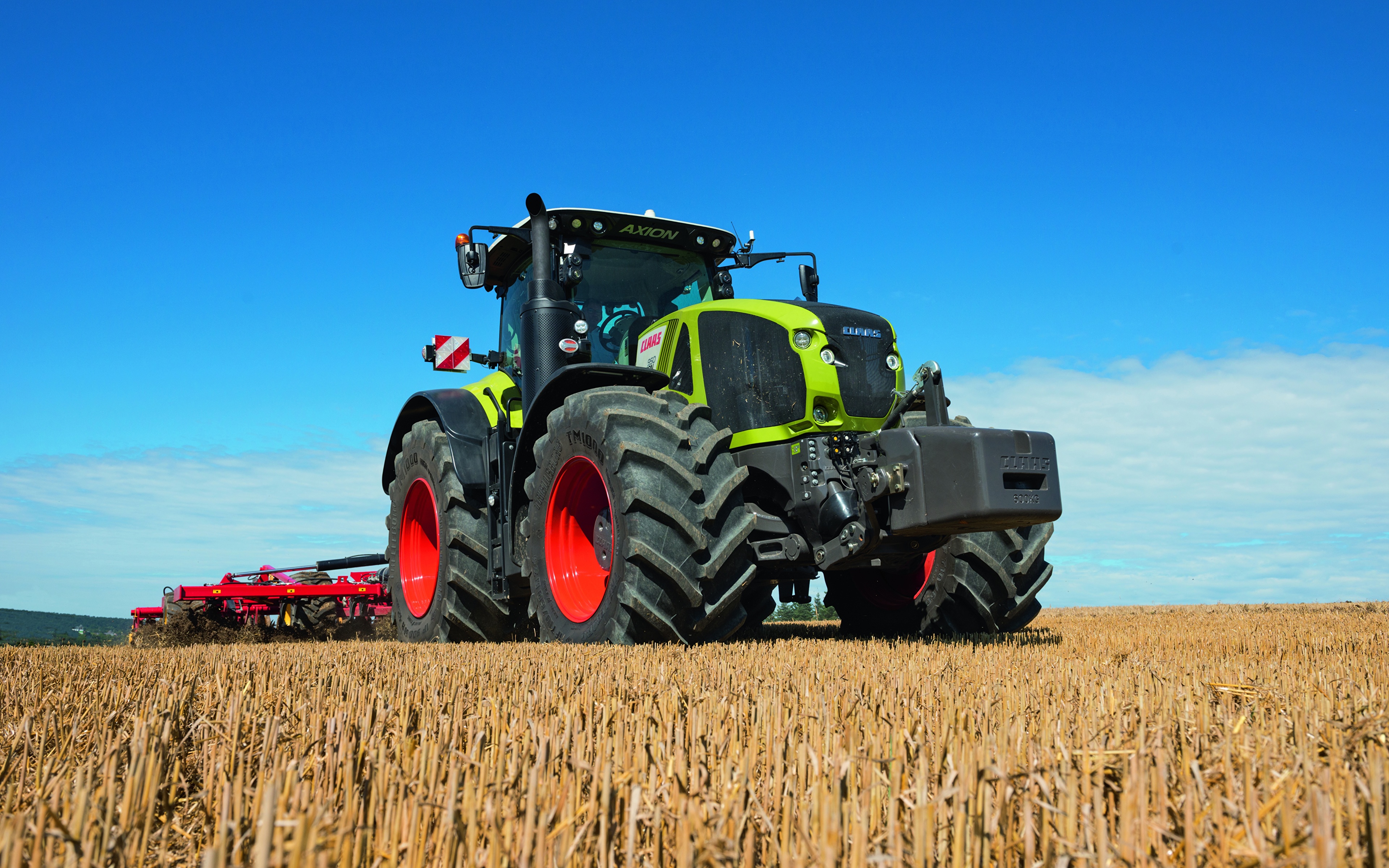 Фотографии Сельскохозяйственная техника трактора Claas Axion 950 Поля 3840x2400 Трактор тракторы
