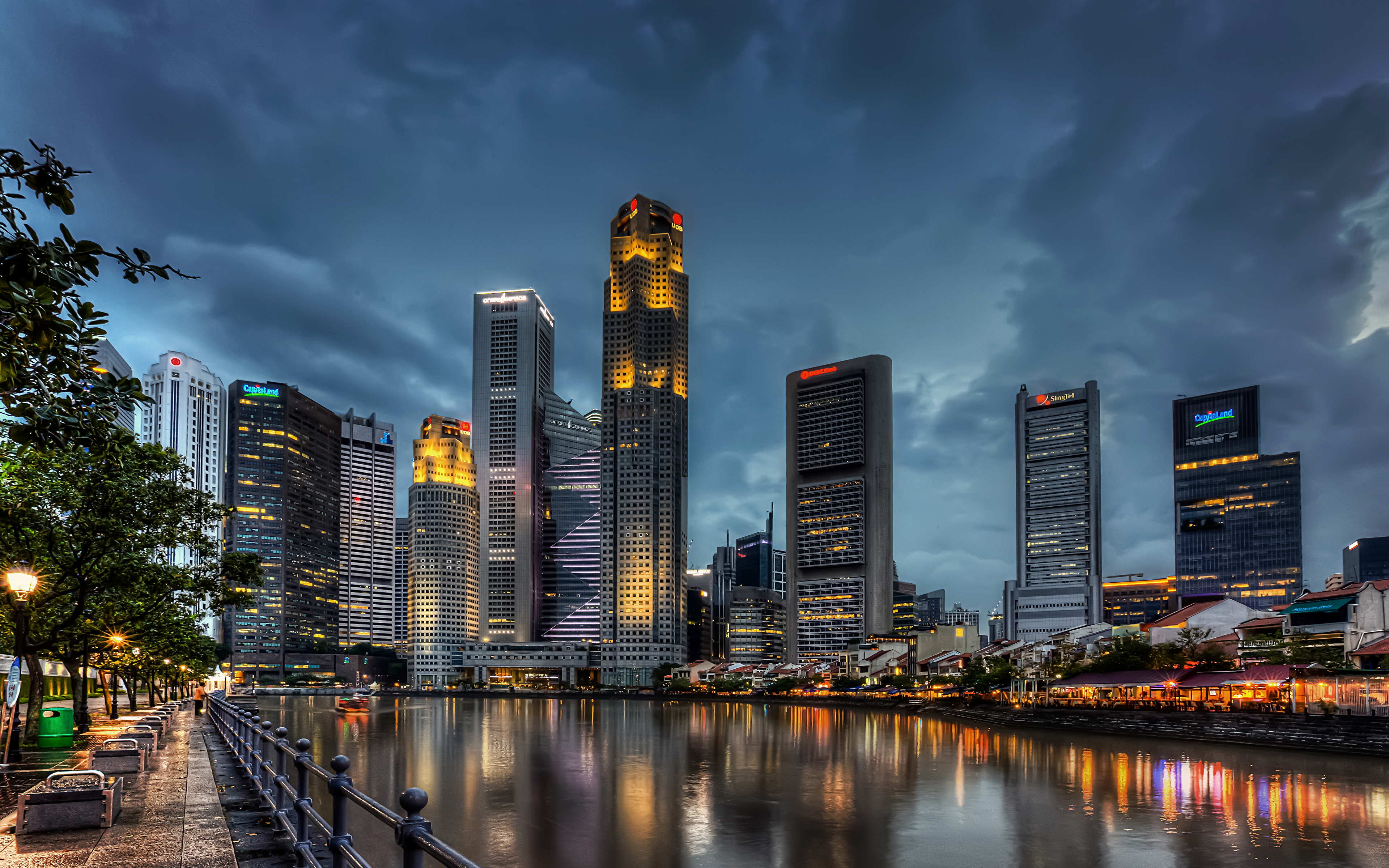 город огни залив вечер сингапур загрузить