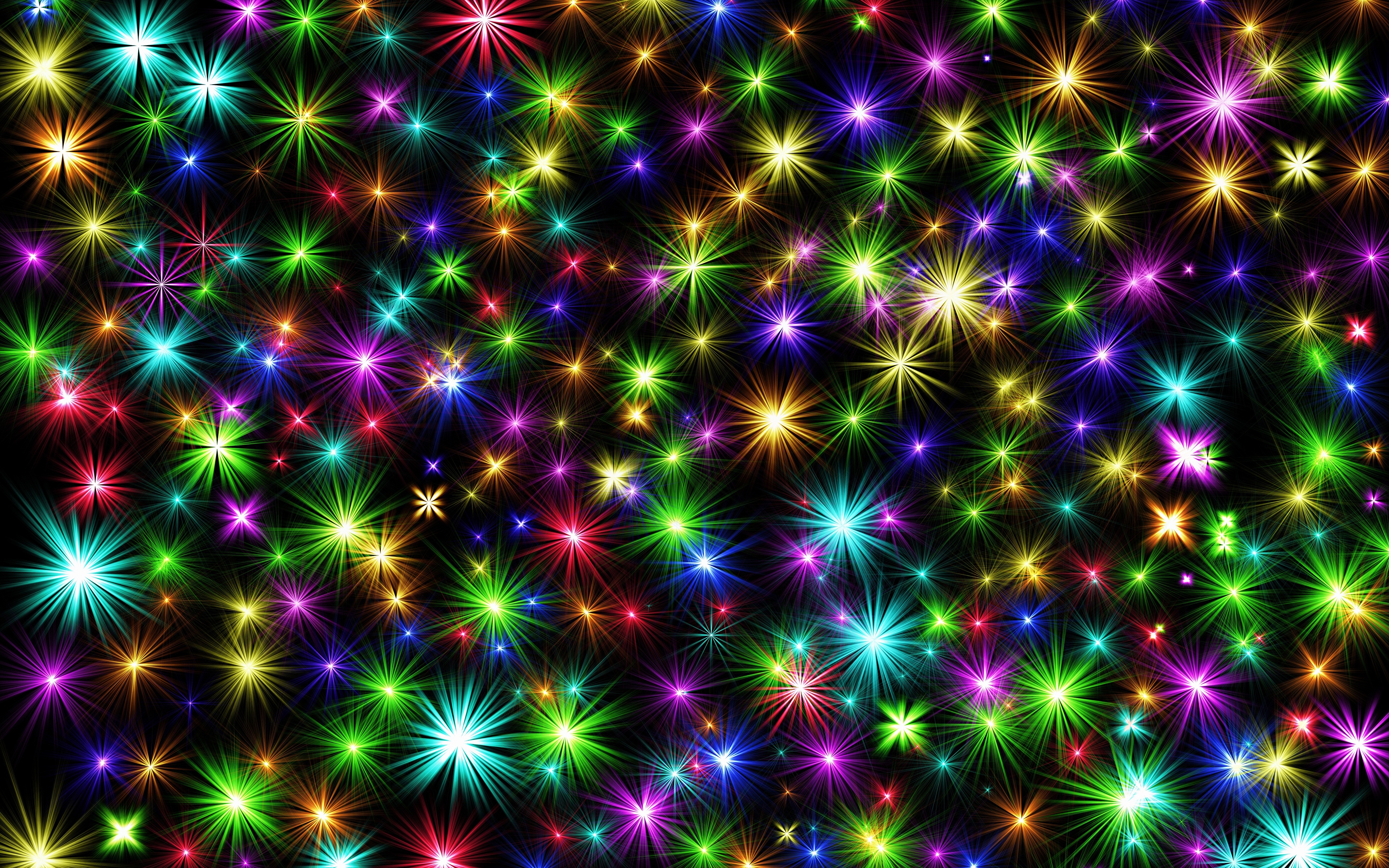 Фотографии Лучи света Текстура Новый год Звездочки Разноцветные 3840x2400 Рождество