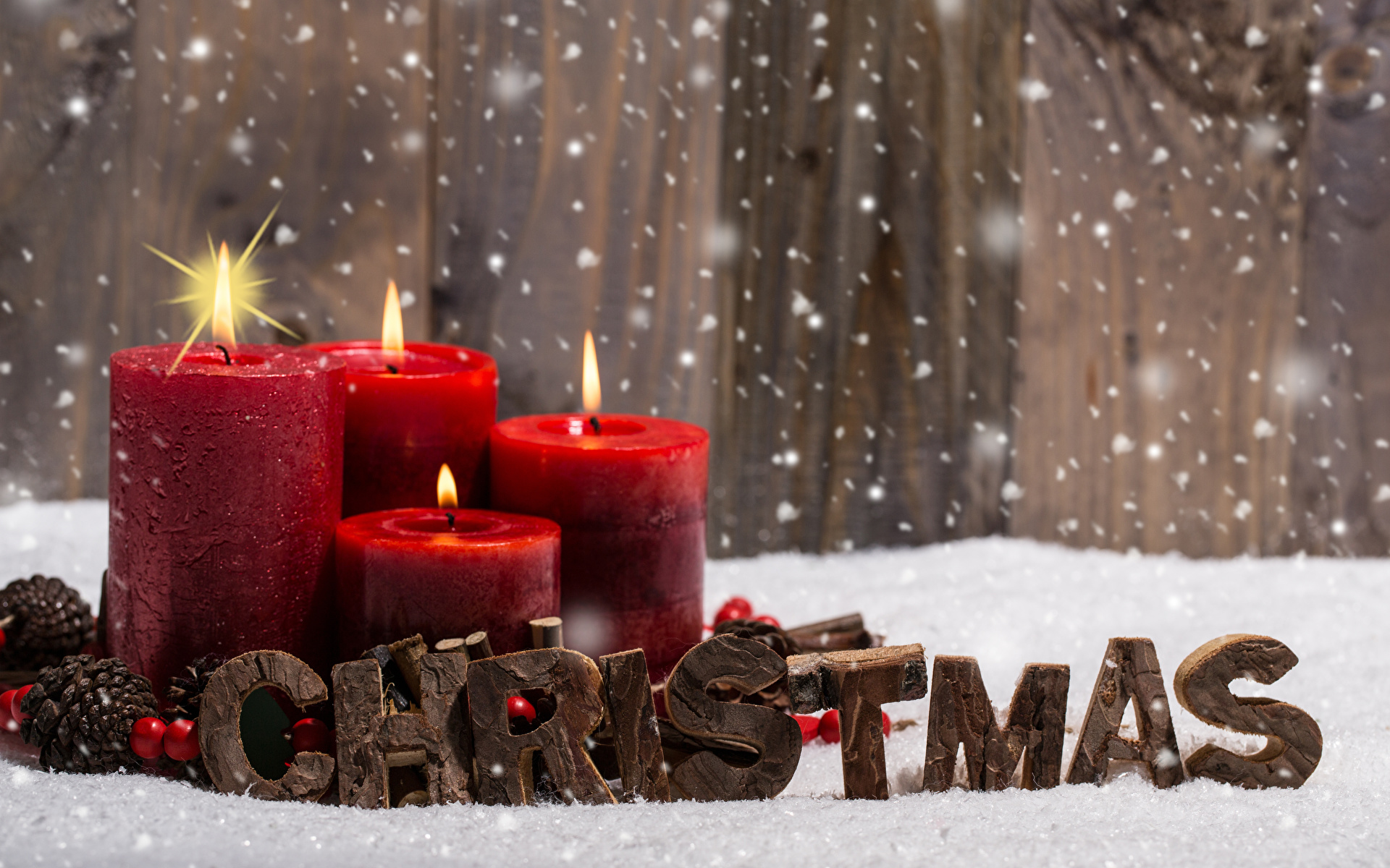 Фото Рождество инглийские Огонь снега текст Свечи 1920x1200 Новый год английская Английский Снег пламя снегу снеге слова Слово - Надпись