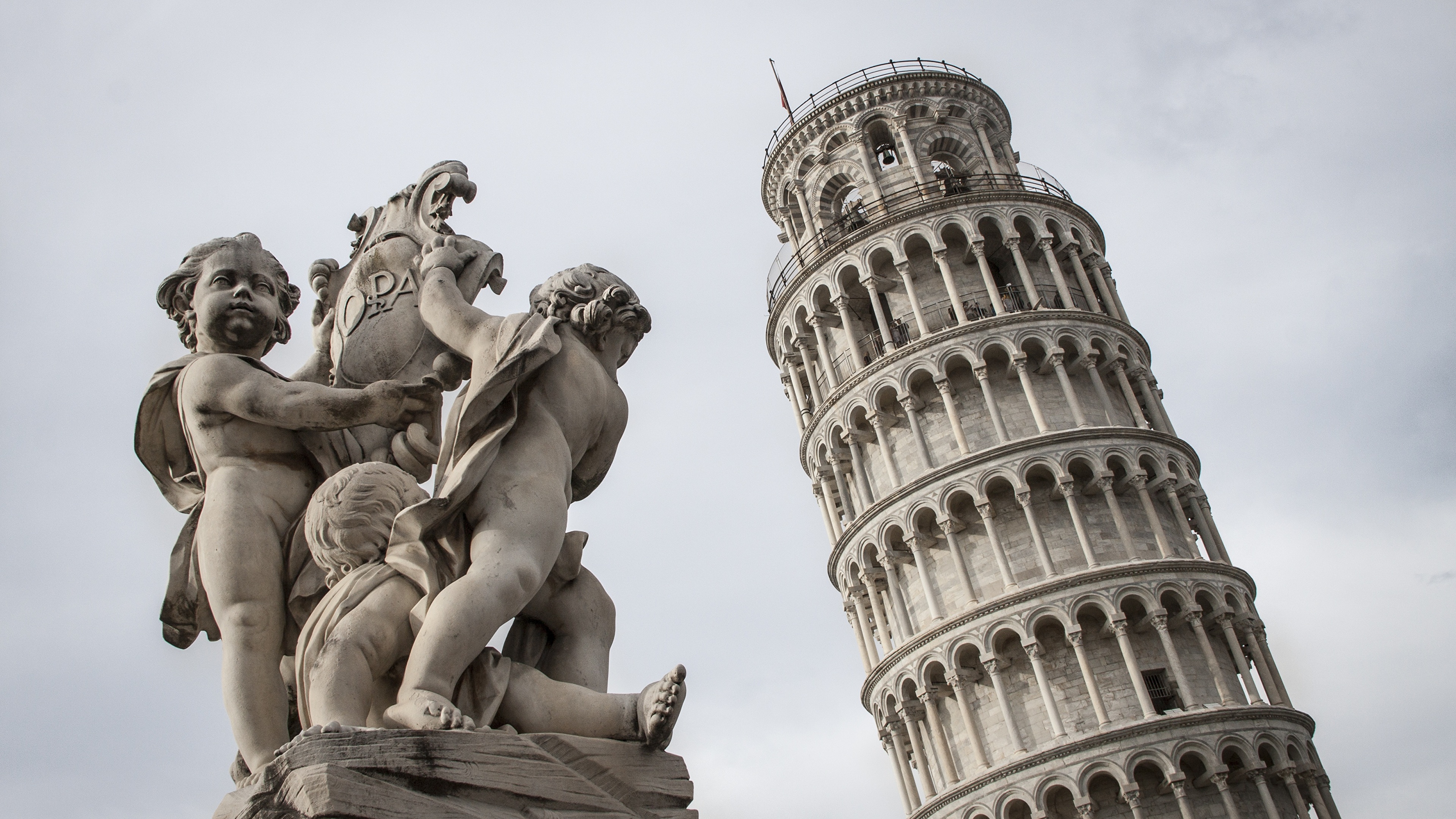 Обои для рабочего стола Италия Башня tower of Pisa, Pisa, Tuscany Города Скульптуры 3840x2160 башни город скульптура