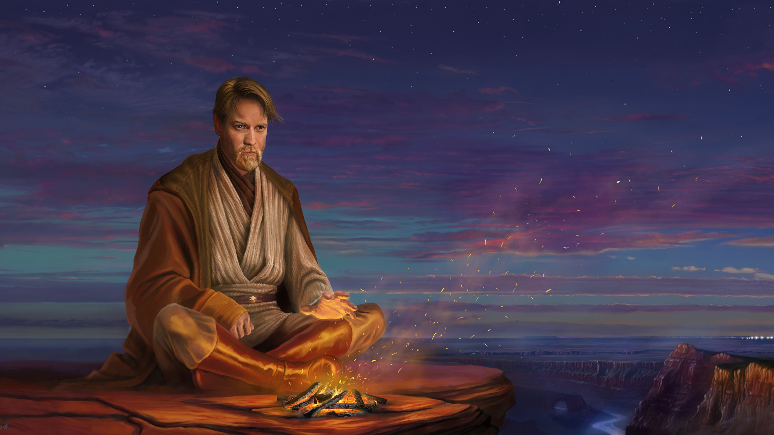 Звездные войны Мужчины Ewan McGregor Obi-Wan Kenobi Костер Fan ART Фэнтези ...