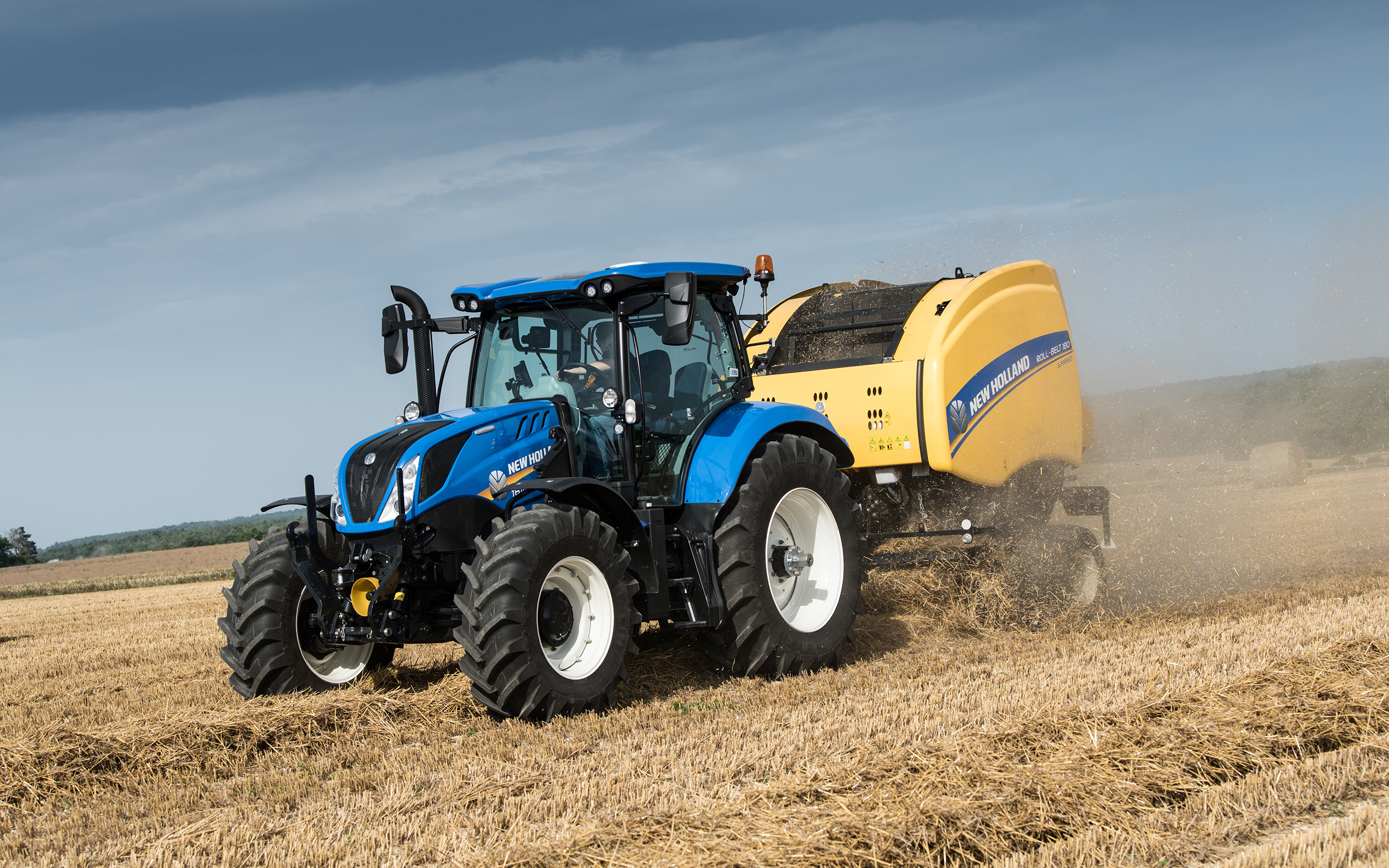 Картинки тракторы 2015-19 New Holland T6.175 Поля 3840x2400 Трактор трактора