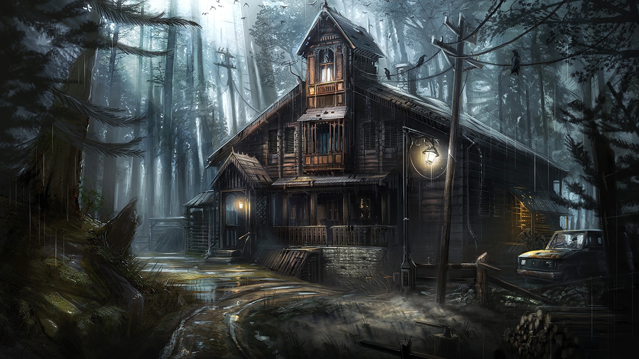 Обои старый дом. Домик в лесу. Мрачный дом. Деревянный домик в лесу. Мистический дом.
