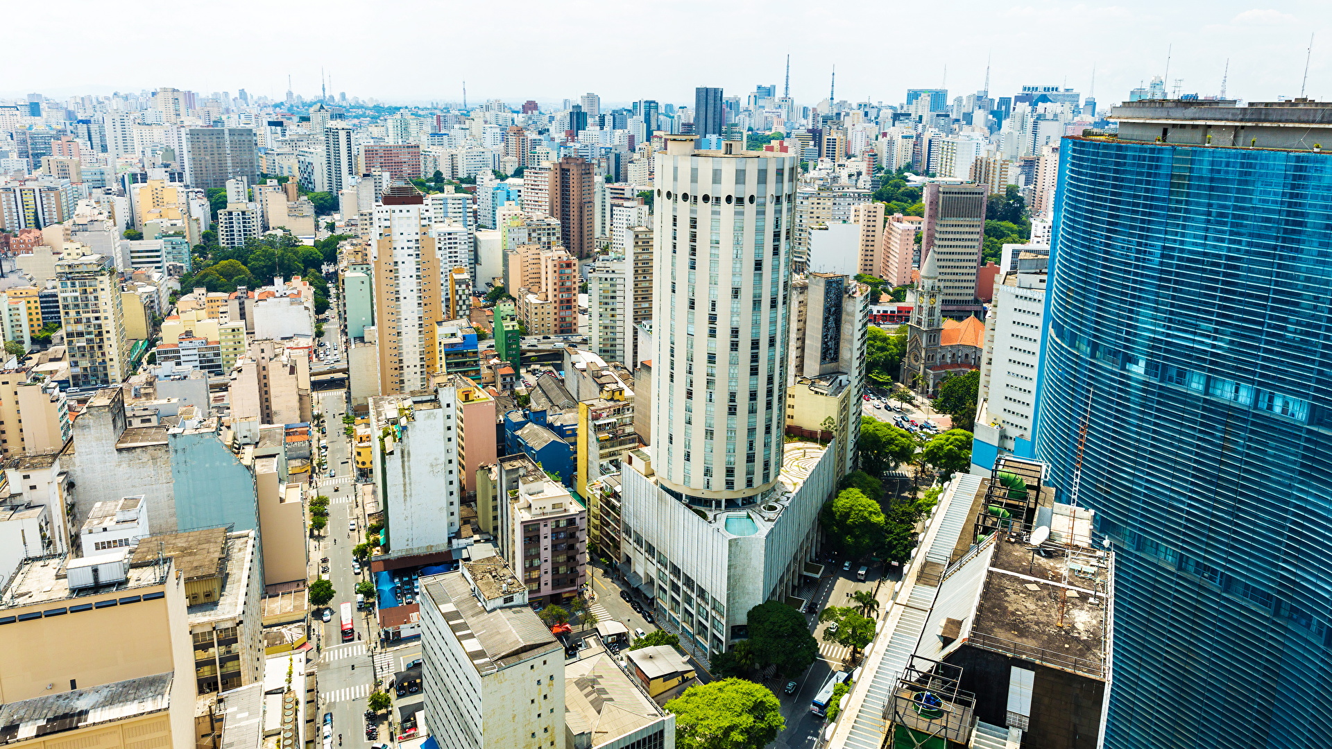 Фото Бразилия мегаполиса Sao Paulo Небоскребы город Здания 1920x1080 Мегаполис Дома Города