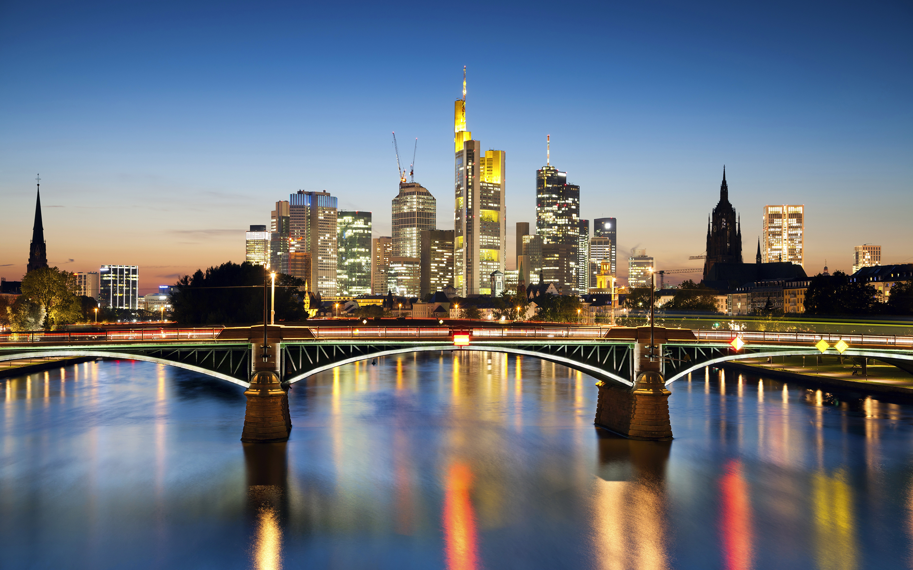 страны архитектура вечер город Франкфурт-на-Майне Германия скачать